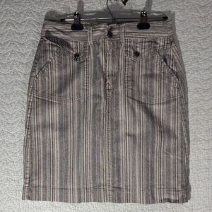 Christopher & Banks Taupe and Gray Striped Mini Skirt
